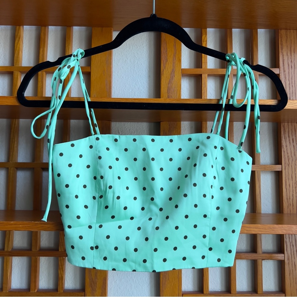 Zara Polka Dot Tie Crop Tank